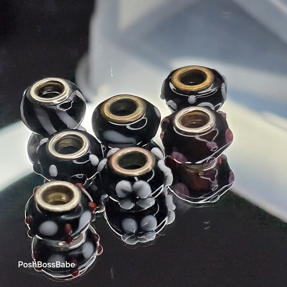 7 Metal core center glass bead fits pandora type bracelets - Picture 9 of 9